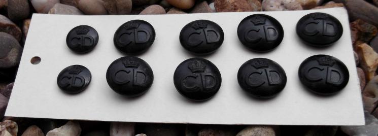 British Civil Defence Plastic Buttons WW2 Carded Lot