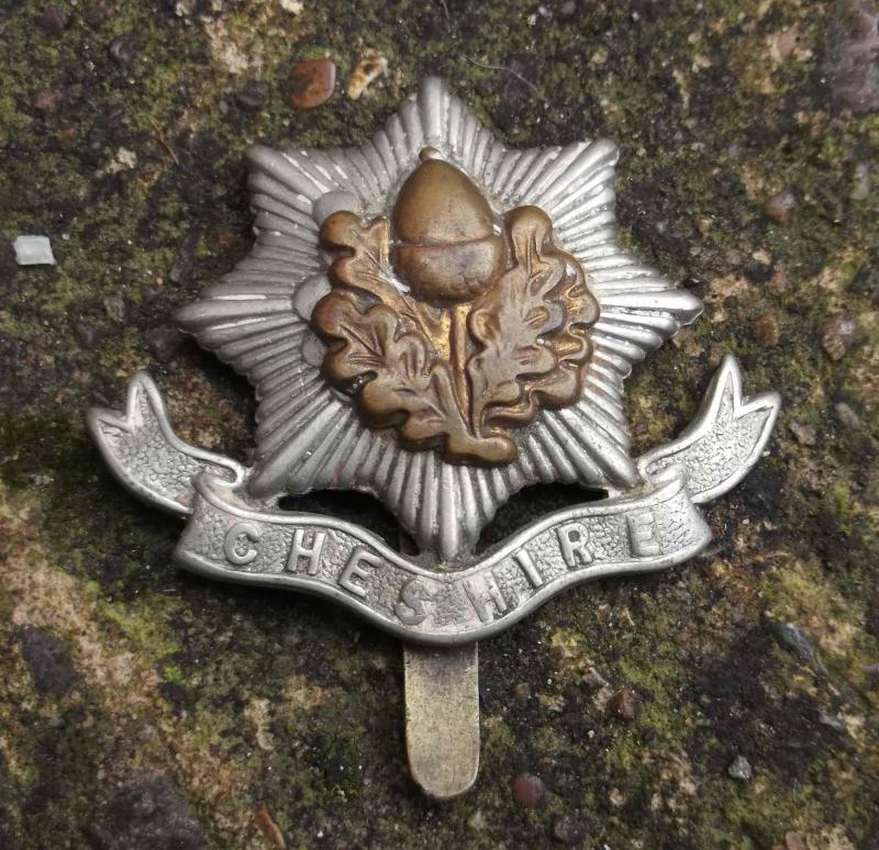 British Army Cheshire Regiment Cap Badge Great War Repaired