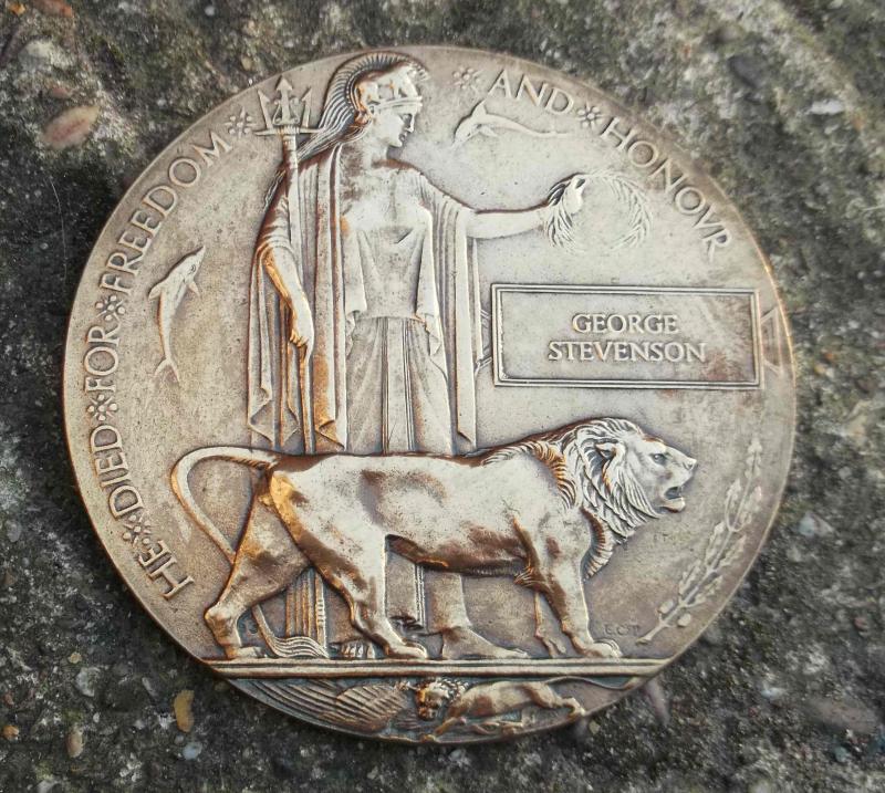 British Army WW1 Casualty Plaque George Stevenson Great War