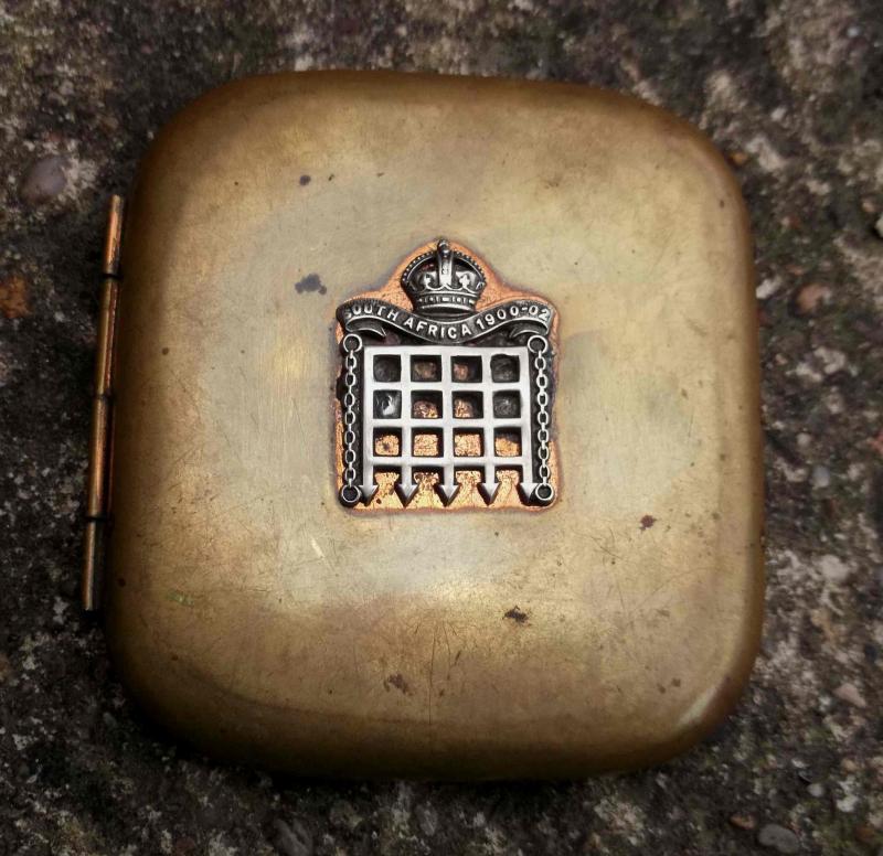 Vintage Brass Cigarette Case with 16th London Battalion Emblem