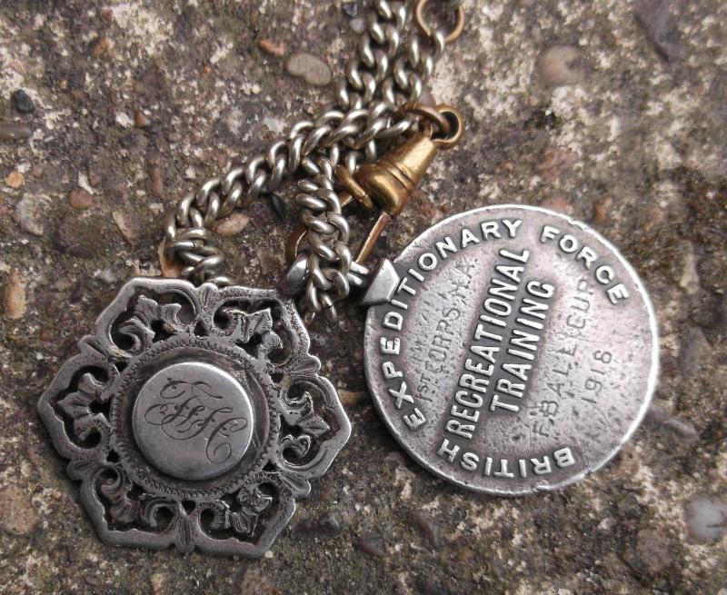 British Army WW1 HM Silver Football Fob 17th Heavy Battery RGA 1918
