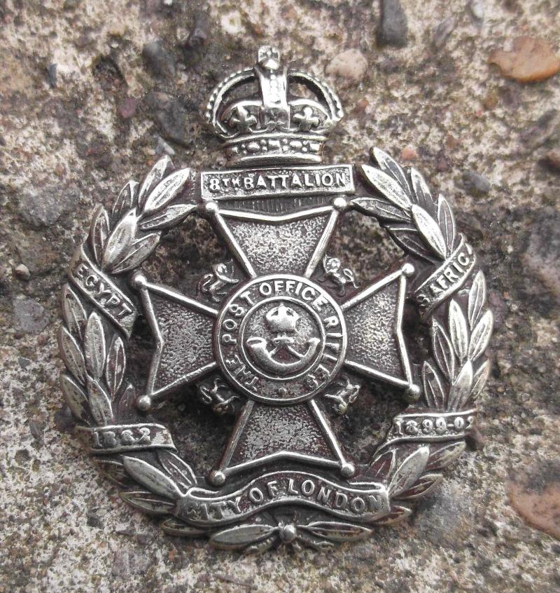 British Army 8th Battalion City Of London Post Office Rifles Cap Badge No Slider
