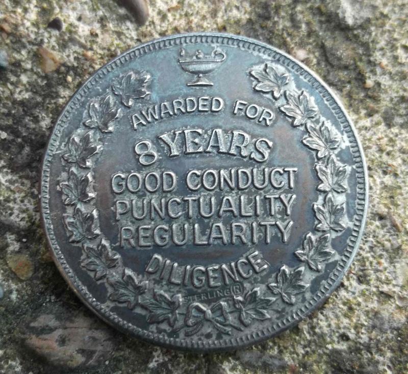 Vintage School Sterling Silver Medal Plaque Good Conduct