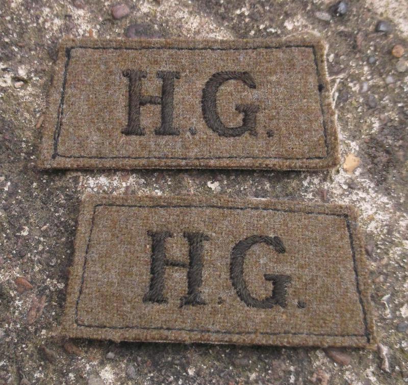British Army WW2 HG Home Guard Slip On Shoulder Titles Pair