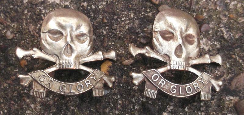 British Army 17th 21st Lancers Metal Collar Badges Pair