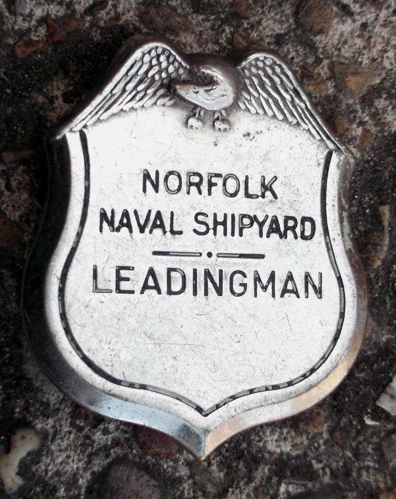 USN Norfolk Naval Shipyard Leading Man Shield Badge