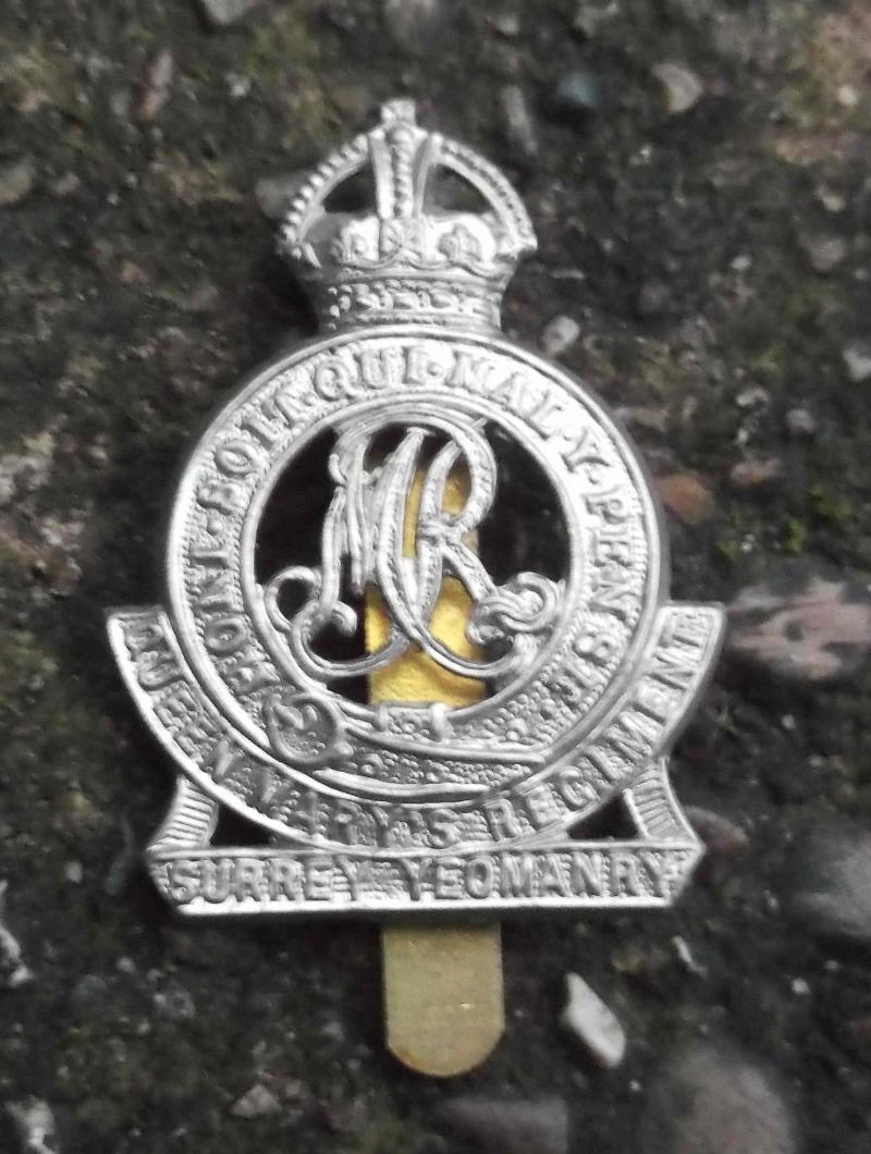 British Army Surrey Yeomanry Cap Badge KC Firmin