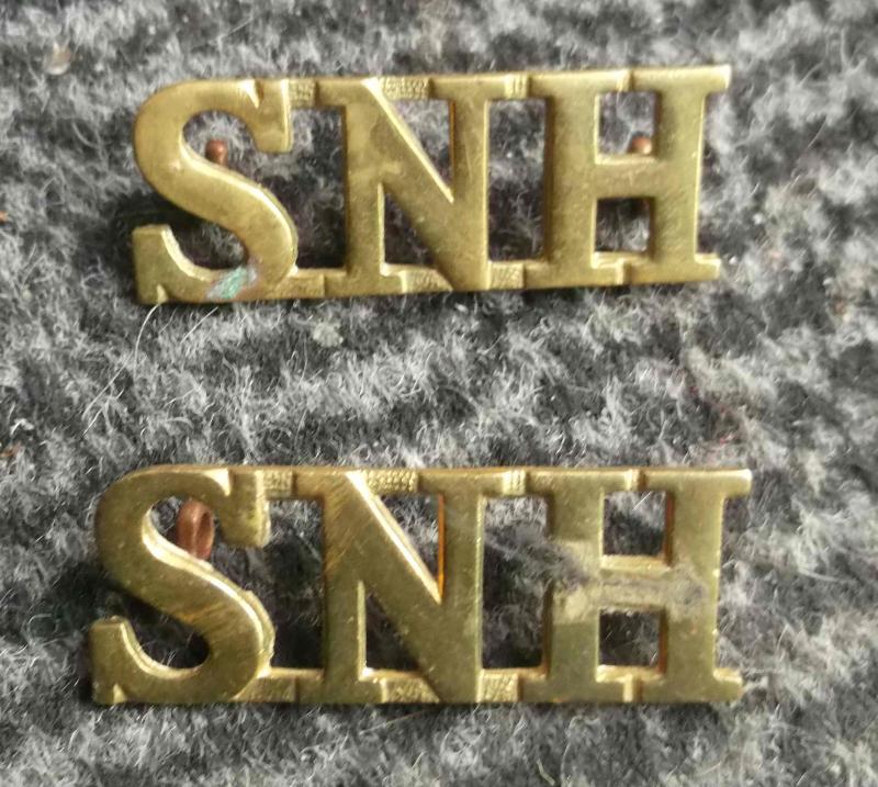 British Army South Notts Hussars Shoulder Titles Pair