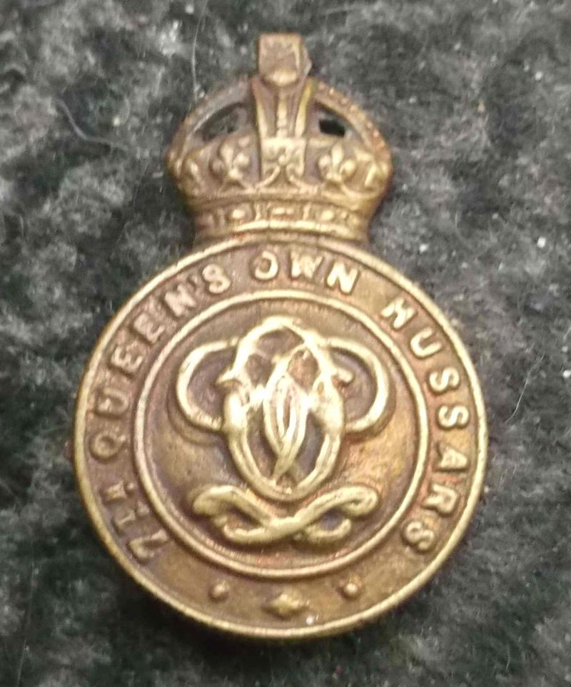British Army 7th Queens Own Hussars Regiment Bazaar Cap Badge