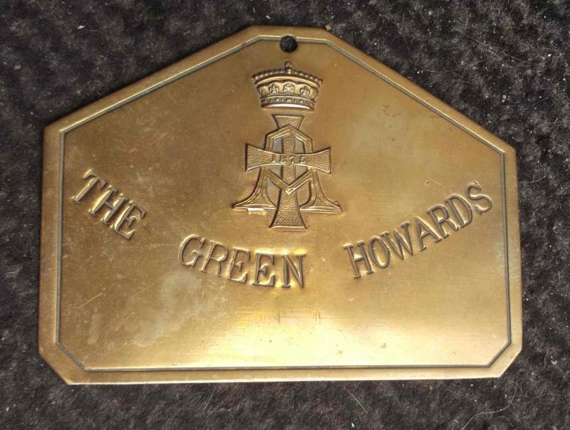 British Army Green Howard’s Brass Bed Plate Duty Plaque