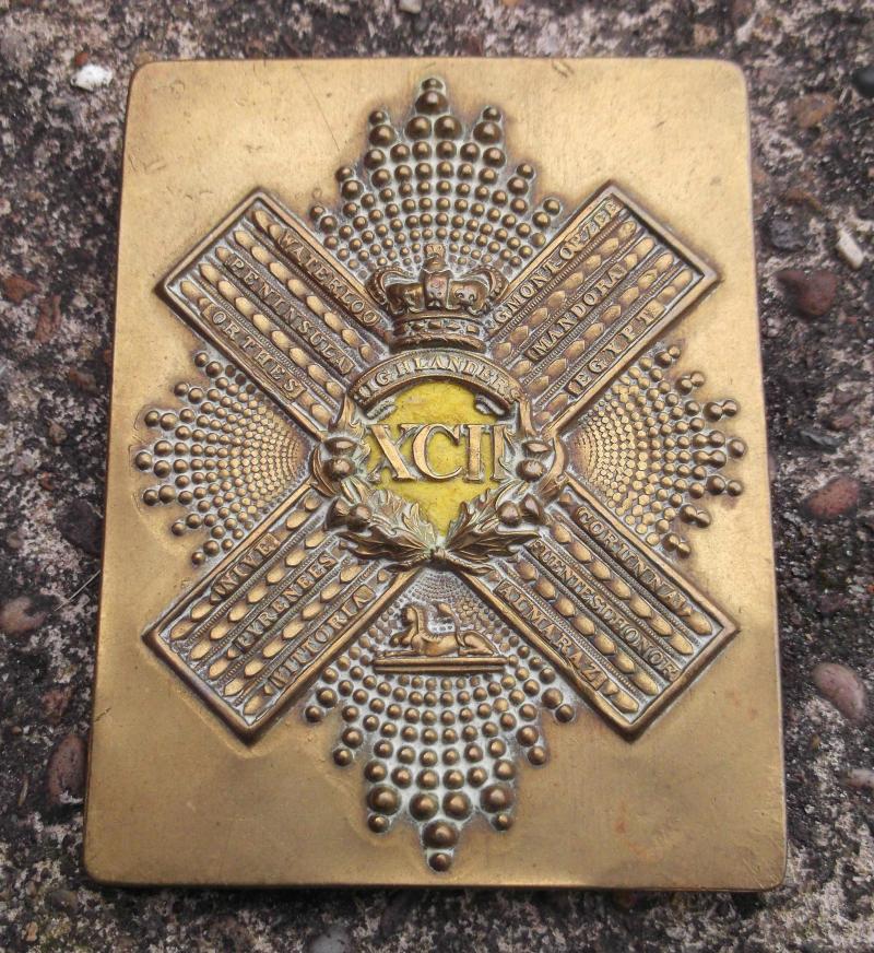 Victorian Gordon Highlanders Regiment 92nd Foot Cross Belt Plate  British Army