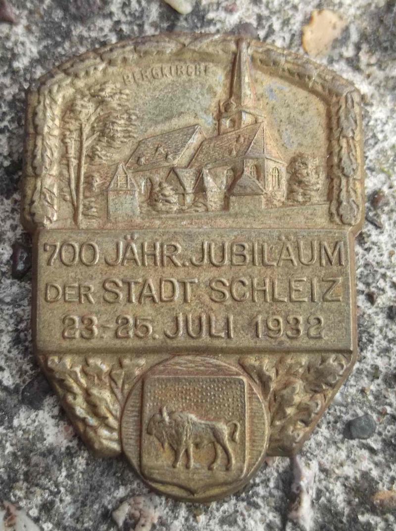 German 1932 Weimar Era Tinnie Badge Schleiz in Thuringia