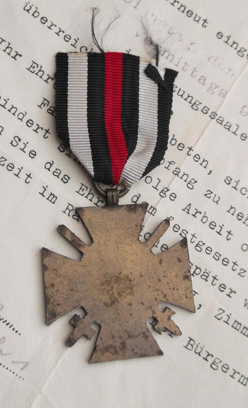 German Hindenburg Cross with Citation and Preliminary Letter