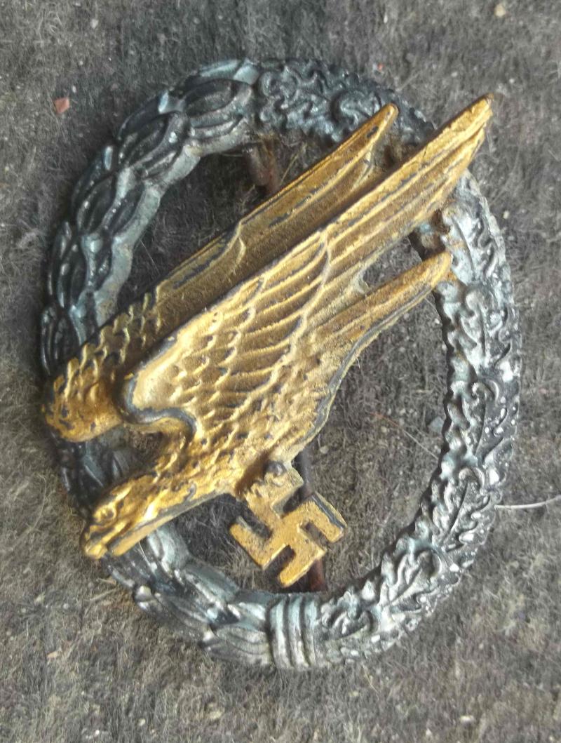 German Third Reich Luftwaffe Paratrooper Badge Assmann