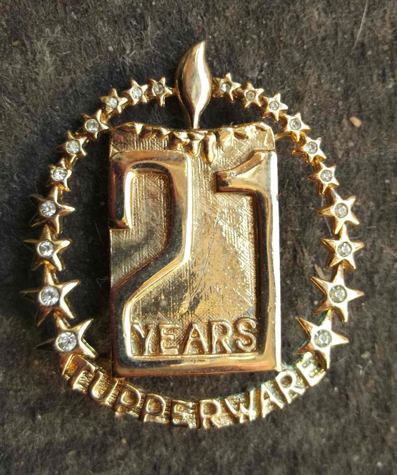 Vintage Tupperware Company 21 Year Service Award Badge