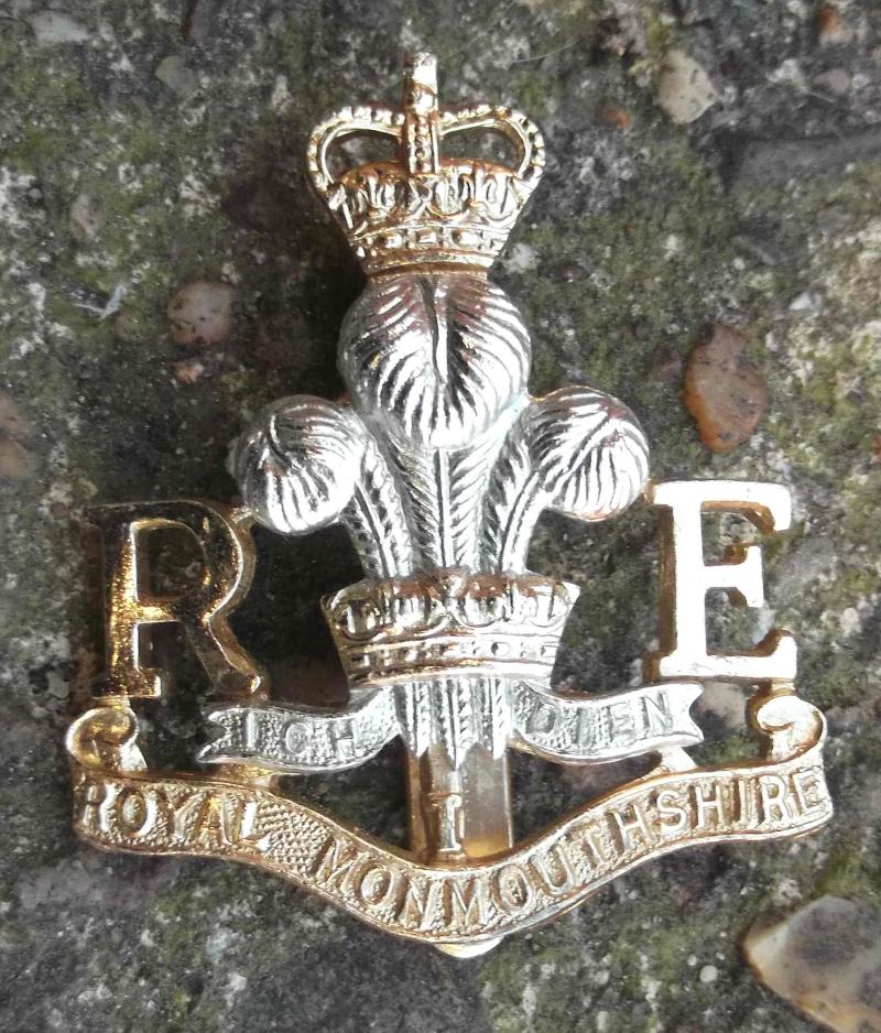 British Army Royal Monmouthshire Royal Engineers Staybrite Anodised Cap Badge