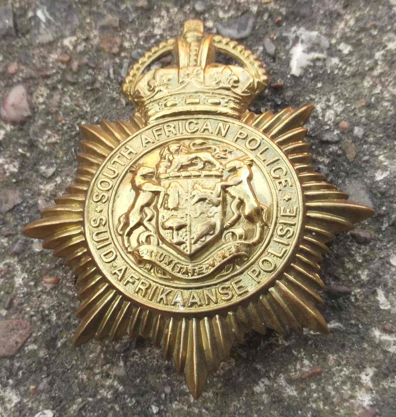 South African Police SAP Helmet Badge Kings Crown British Commonwealth