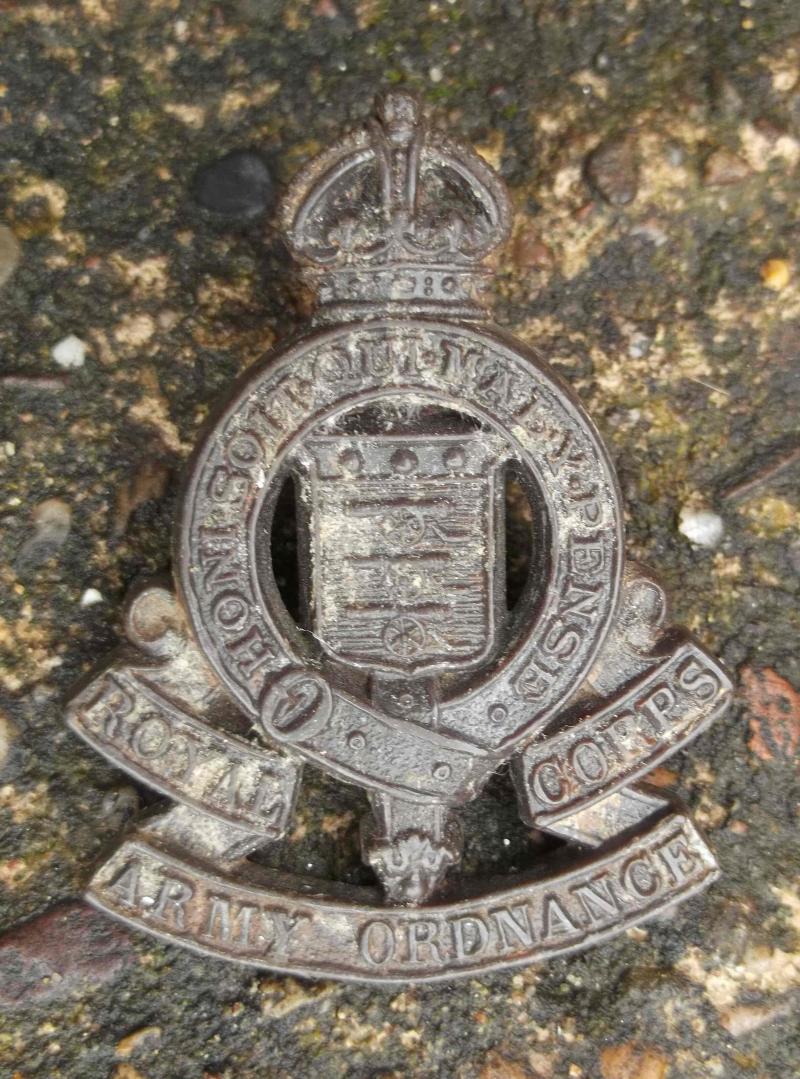 British Royal Army Ordnance Corps RAOC WW2 Plastic Economy Cap Badge