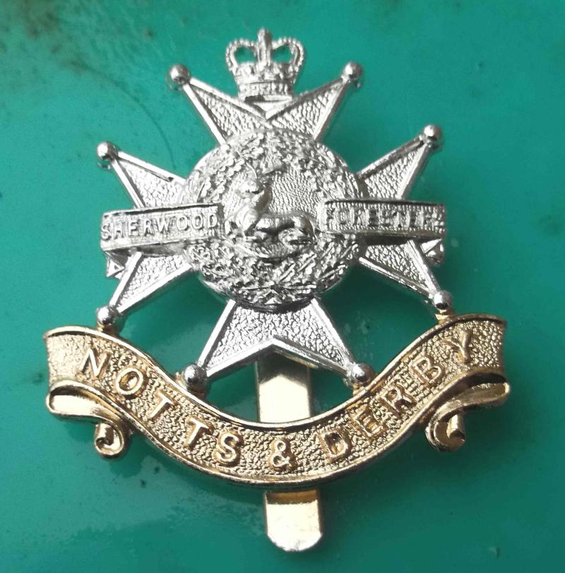 British Army Notts and Derby Regiment Cap Badge EIIR Anodised