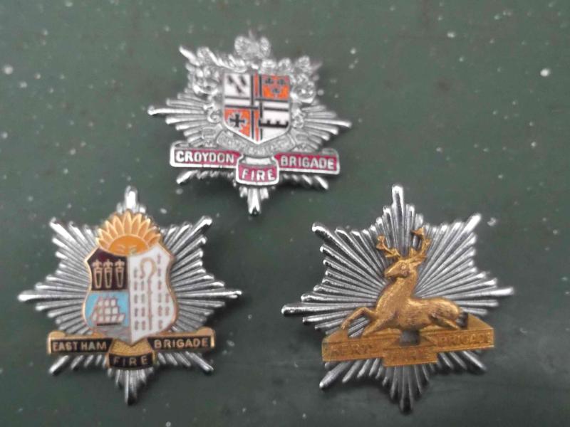 Vintage British Fire Brigade Badges Lot