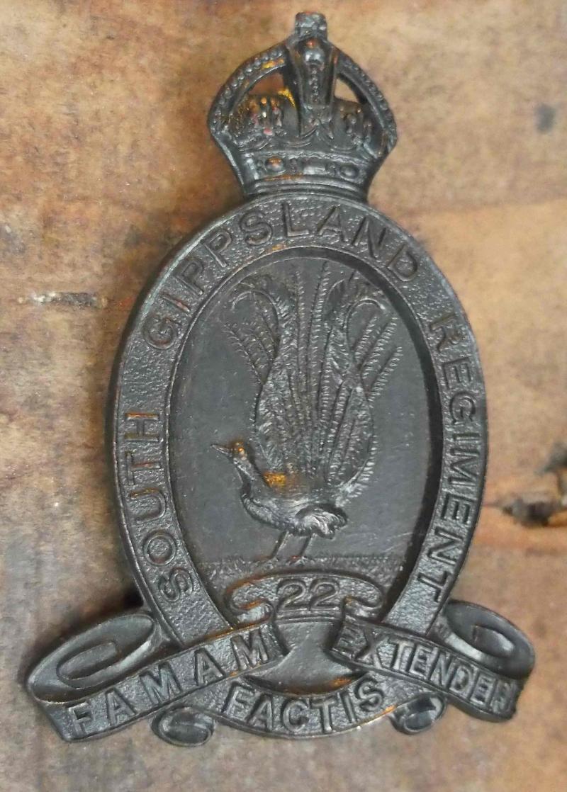 Australian Army 22nd Australia South Gippsland Regiment Cap Badge