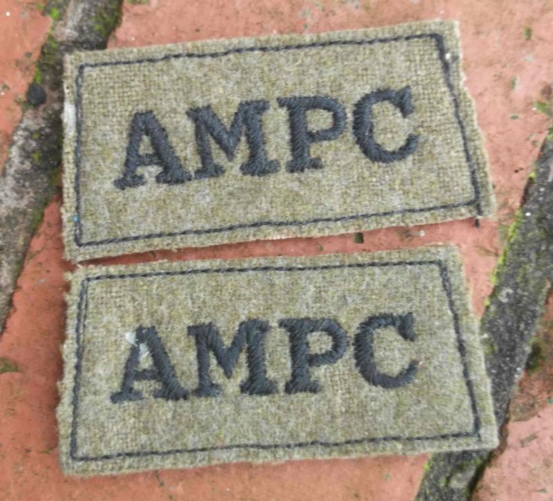 British Army WW2 AMPC Shoulder Titles Pair Auxiliary Military Pioneer Corps