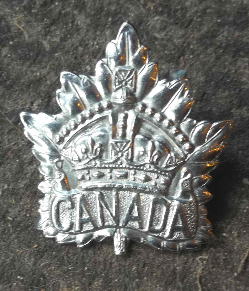 Canadian Army WW1 Patten Chrome Plated Cap Badge Canada
