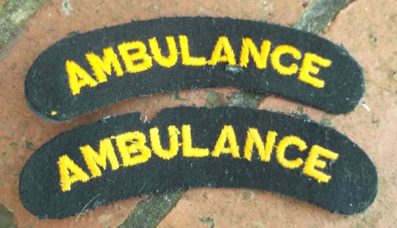 British Civil Defence Ambulance Staff Shoulder Titles Pair