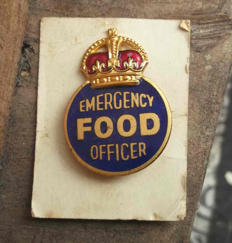British Ministry of Food Emergency Food Officer EFO Lapel Badge