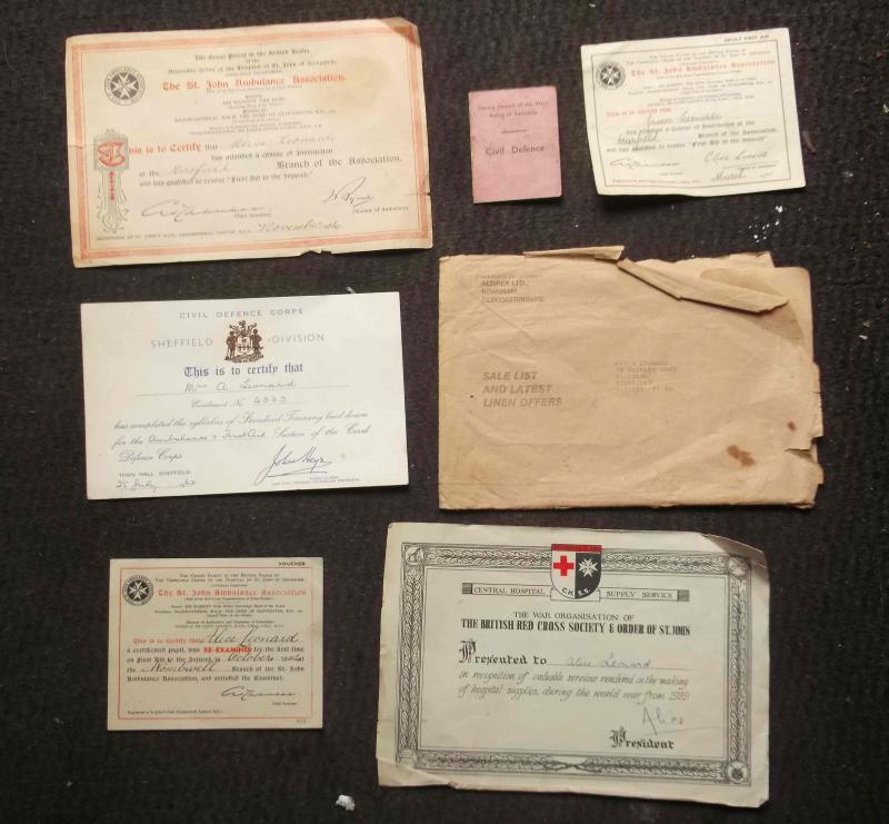 British Mostly WW2 Sheffield Civil Defence Workers Documents and Letters