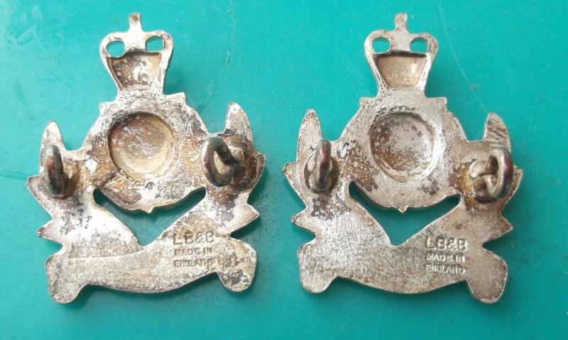 British Army Intelligence Corps Officers Collar Badges Pair Maker Marked