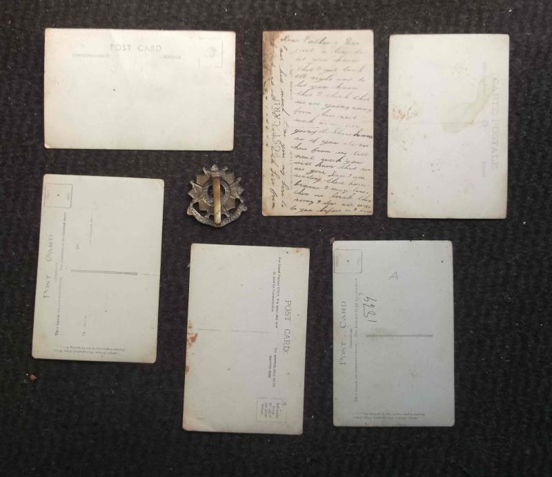 British Army Photo Post Cards Lot plus Cap Badge