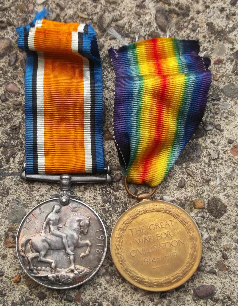 British Army Notts & Derby Regiment WW1 Medal Pair