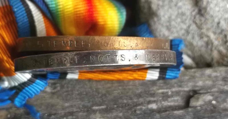 British Army Notts & Derby Regiment WW1 Medal Pair